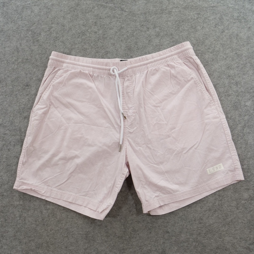 LSKD Shorts Mens Extra Large Pink Elastic Waist Gym Active Outdoors Drawstring